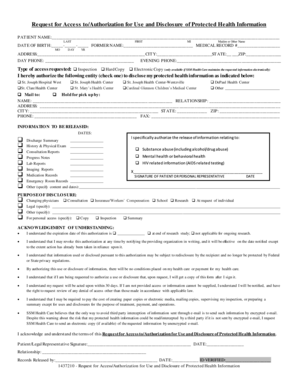 Request for Access to Protected Health Information