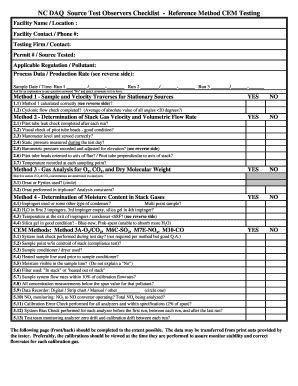 NC DAQ Source Test Observers Checklist