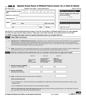 Form 945-X Adjusted Annual Return