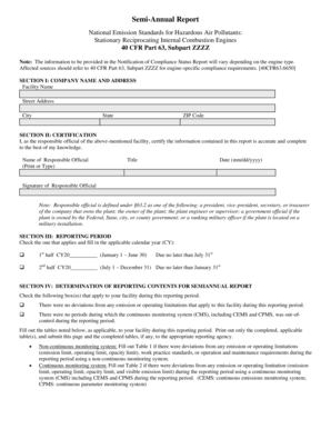 Semi-Annual Report for Stationary Reciprocating Internal Combustion Engines