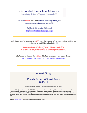 California Private School Affidavit Form