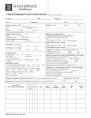 Chemotherapy Documentation Form