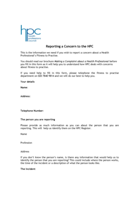 Health Professional Fitness to Practise Concern Form