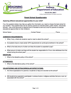 Parent School Questionnaire