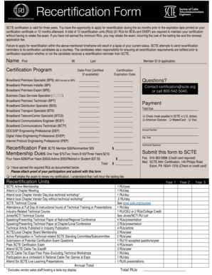 SCTE Certification Recertification Form