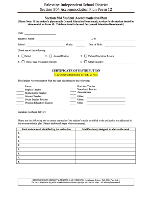 Section 504 Accommodation Plan Form