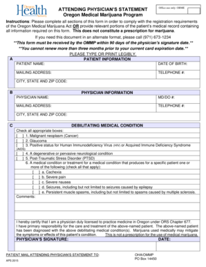 Oregon Medical Marijuana Attending Physician Statement