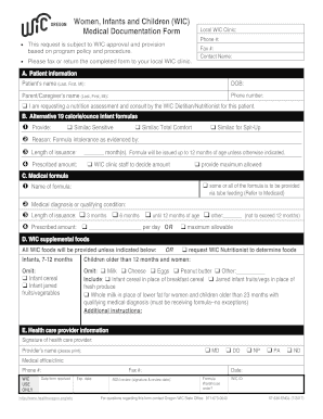 WIC Medical Documentation Form