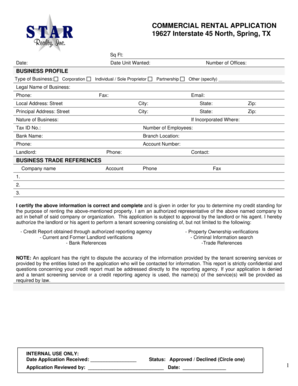 Commercial Rental Application