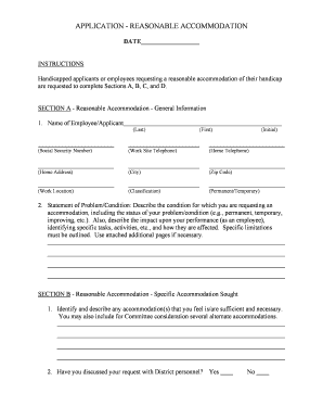 Reasonable Accommodation Application