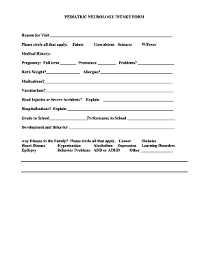 Pediatric Neurology Intake Form