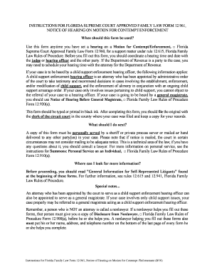 Florida Notice of Hearing on Motion for Contempt/Enforcement