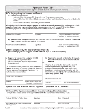 Intel ISEF Student Research Approval Form