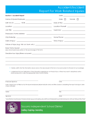 Work Related Injury Report Form