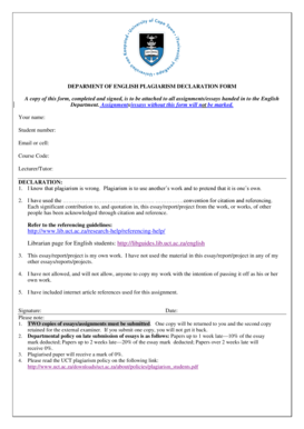 English Plagiarism Declaration Form