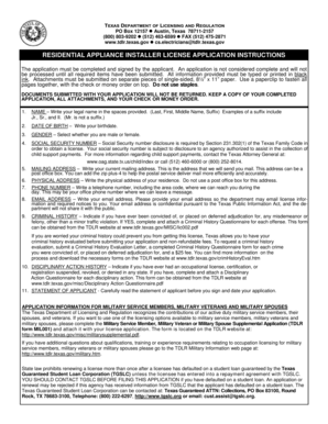 Residential Appliance Installer License Application
