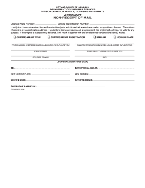 Honolulu Non-Receipt of Mail Affidavit