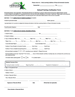 School Training Verification Form