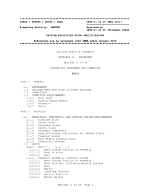 Laboratory Equipment and Fumehoods Specification