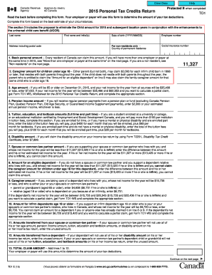 2015 Personal Tax Credits Return TD1