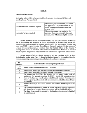 Form 31 - EPF Advance Withdrawal Application