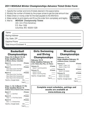 MSHSAA Winter Championships Advance Ticket Order Form