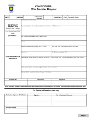 CONFIDENTIAL Wire Transfer Request - uleth