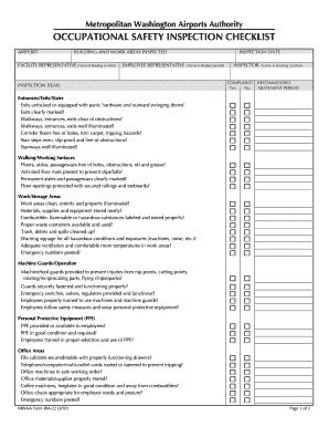 Occupational Safety Inspection Checklist