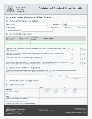 Application for Overload of Enrolment