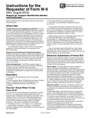 Form W-9 Request for Taxpayer Identification Number and Certification
