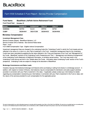 Fillable Online Form 5500 Schedule C Fund Report - Service Provider