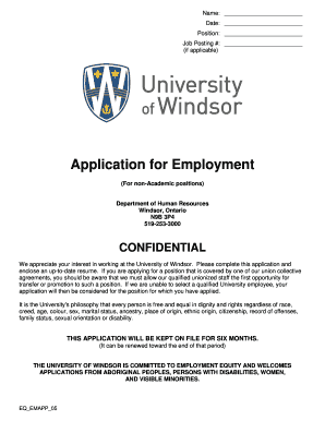 University of Windsor Employment Application