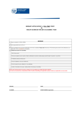 Bursary Application for Health Sciences