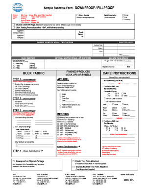 Sample Submittal Form for Textile Testing