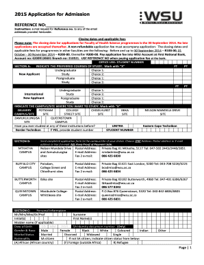 Walter Sisulu University Application Form