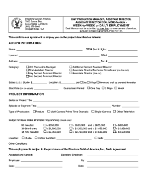 Directors Guild of America Unit Production Manager Agreement