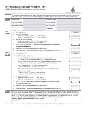 2015 Maximum Contribution Worksheet