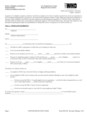 Family and Medical Leave Act Notice of Eligibility and Rights