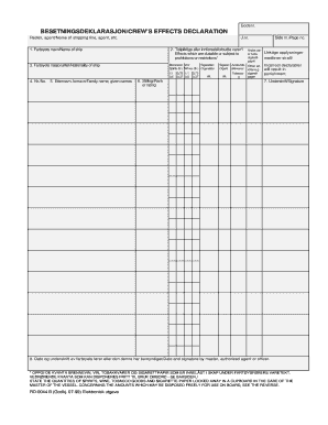 Crew's Effects Declaration Form