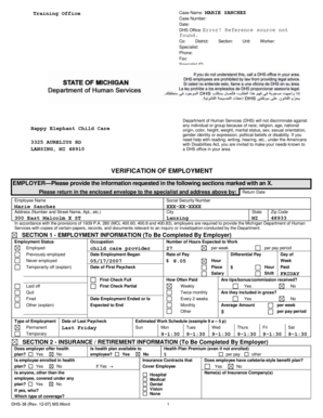 Michigan DHS Verification of Employment Form