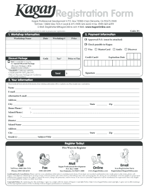 Kagan Professional Development Workshop Registration Form
