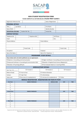New Student Registration Form