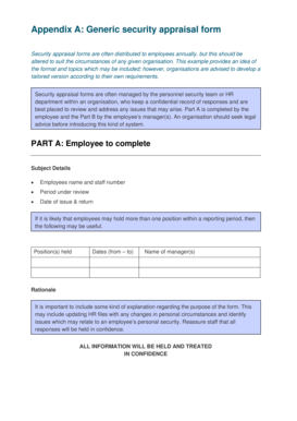 Generic Security Appraisal Form