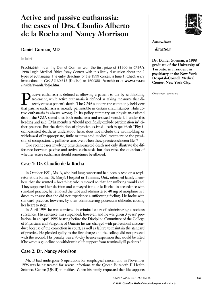 Fillable Online Active and passive euthanasia Fax Email Print pdfFiller