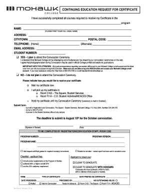 Continuing Education Certificate Request Form