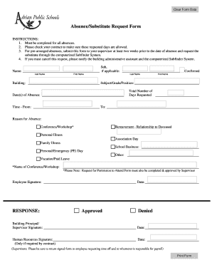 Absence/Substitute Request Form