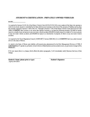 Student Vehicle Insurance Certification