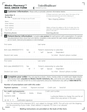 Medco Pharmacy Mail-Order Prescription Form