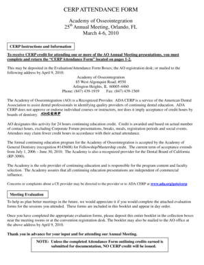 CERP Attendance Form