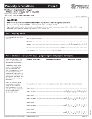 Property Occupations Disclosure Form 8